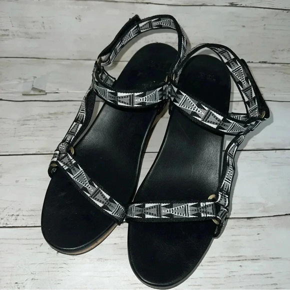 Teva Arrabelle Aztec Cork Wedge Sandals Women’s Size 11 Black - Picture 2 of 7